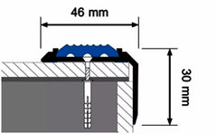 aluminium stair edging anti-slip rubber insert 46×30