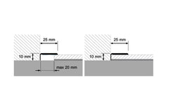 25 MM x 10 MM // Length 1 metre & 2 metres, Self-Adhesive Wood Effect & Anodised Floor Edge Trim