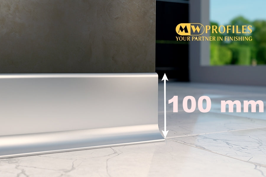 100×10 mm silver anodised aluminium skirting board 2.5 m