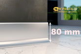 80 mm silver anodised aluminium skirting board 2.5 m