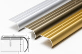 Bullnose step edge protector grooved aluminium surface