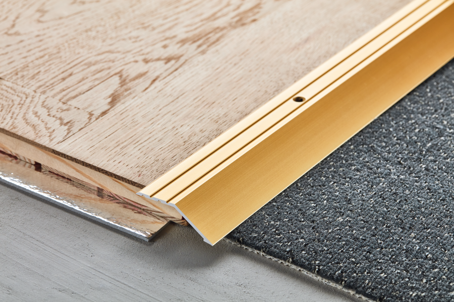 Aluminium door threshold ramp strip 45mm gold 2 metres