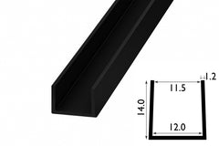 1m PVC U profile in black finish