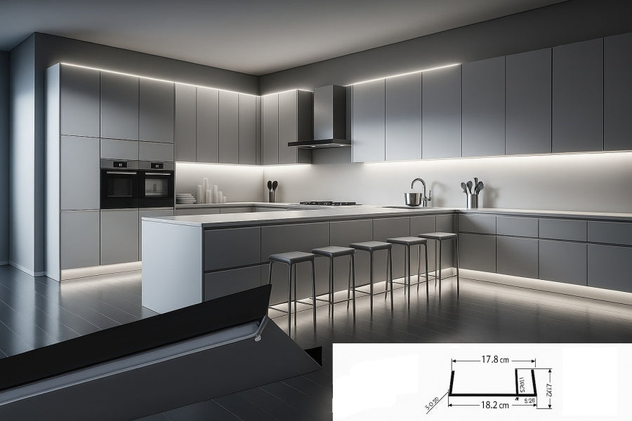 Black PVC plinth sealing strip – 1m & 2.5m lengths