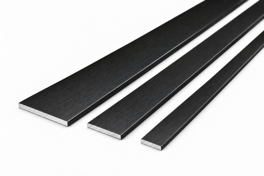 black aluminium flat bar strip brushed black 2mm 1m