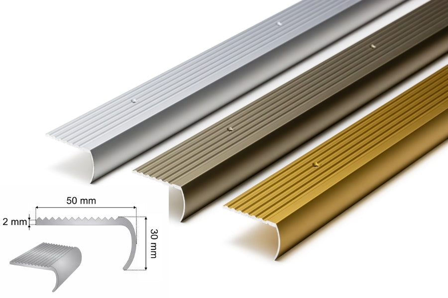Bullnose stair nosing 50mm wide profile view
