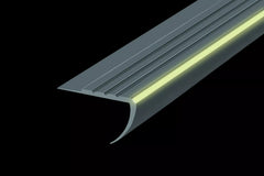 grooved PVC stair profile with luminous insert 40 mm