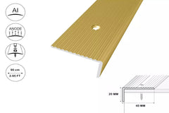 900 mm aluminium stair edging wide grooved profile
