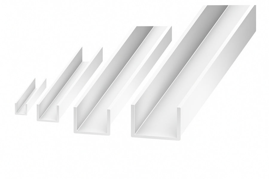 rigid white U-shaped edge protector for panels