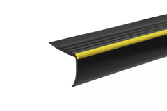 grooved black PVC stair profile with safety strip
