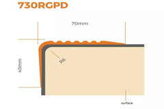 wide bullnose PVC stair edging 1.18 m