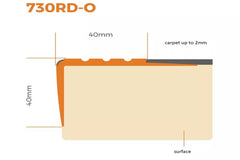 black PVC stair edging with colour warning element 1.18 m