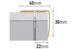 1.2 m aluminium stair nosing grooved finish