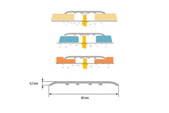 Aluminium door threshold strip 80mm x 2000mm silver anodised
