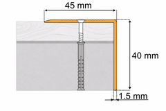 Pre-drilled stair nosing strip 45mm x 40mm