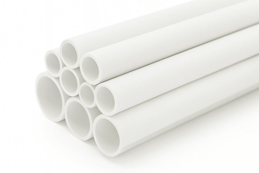 Plastic round pipe tube – white 1m length