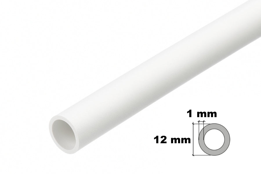 White plastic round pipe tube – 1m smooth finish