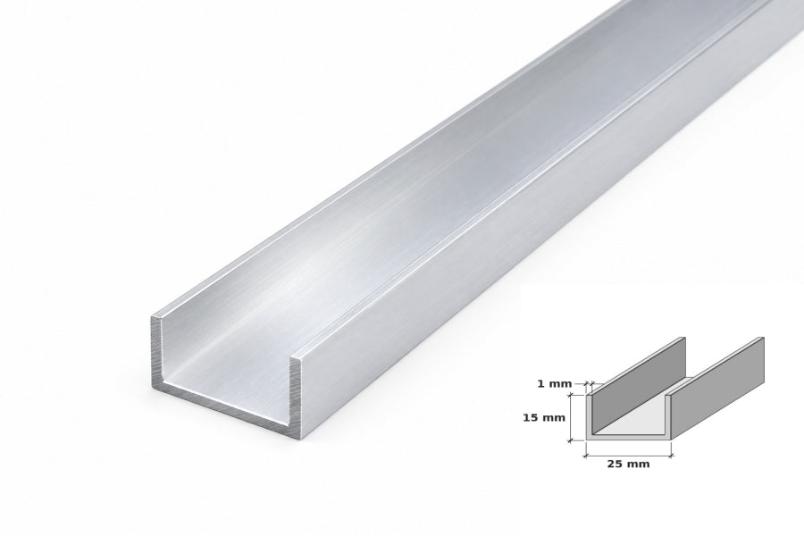 aluminium u channel 25x15x1 mm wide edge trim