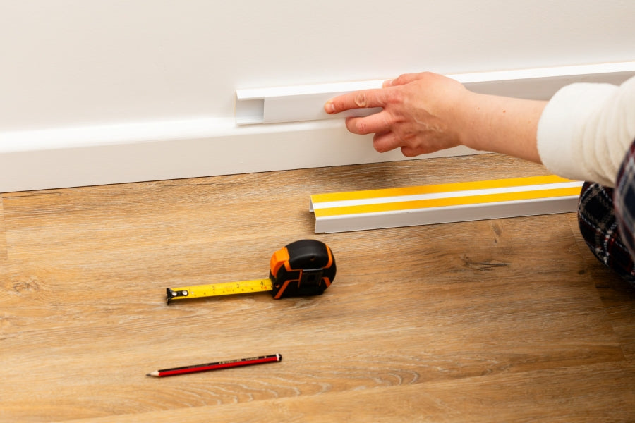 1m & 2.44m Length – Self-Adhesive White PVC Cable Trunking Mini Wire Conduit Plastic Cover