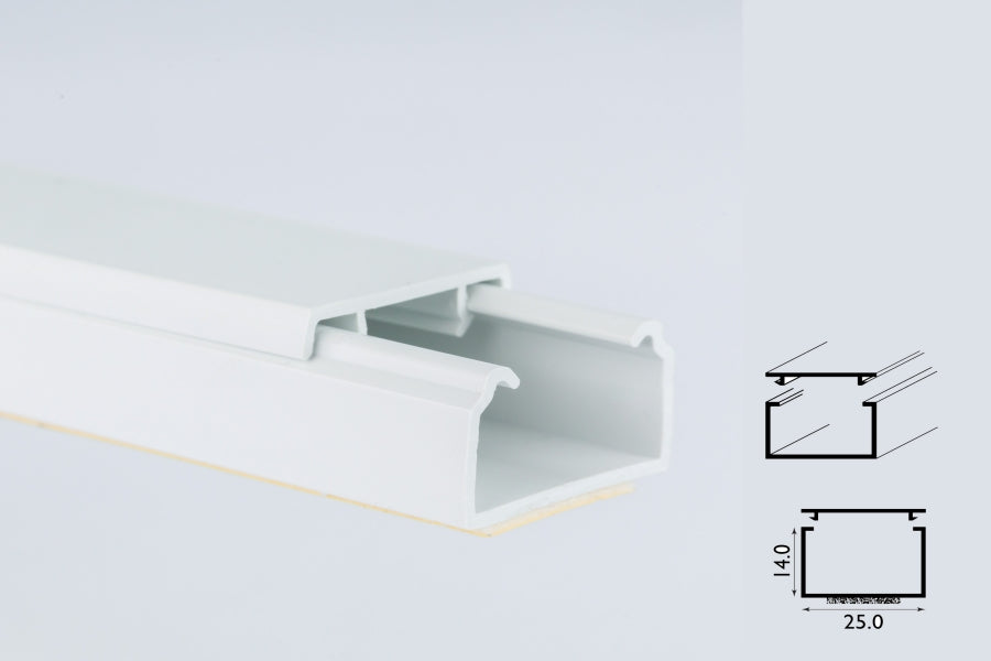 Self adhesive mini cable trunking white PVC – cover strip 1m & 2.44m