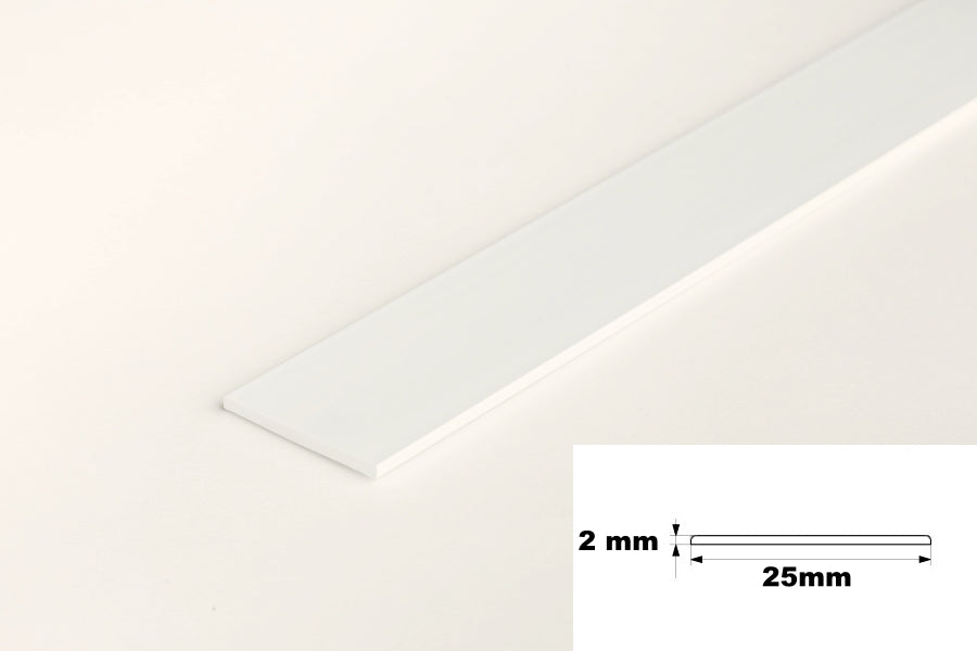 White PVC Flat Architrave Trim – 6m White Plastic Bar