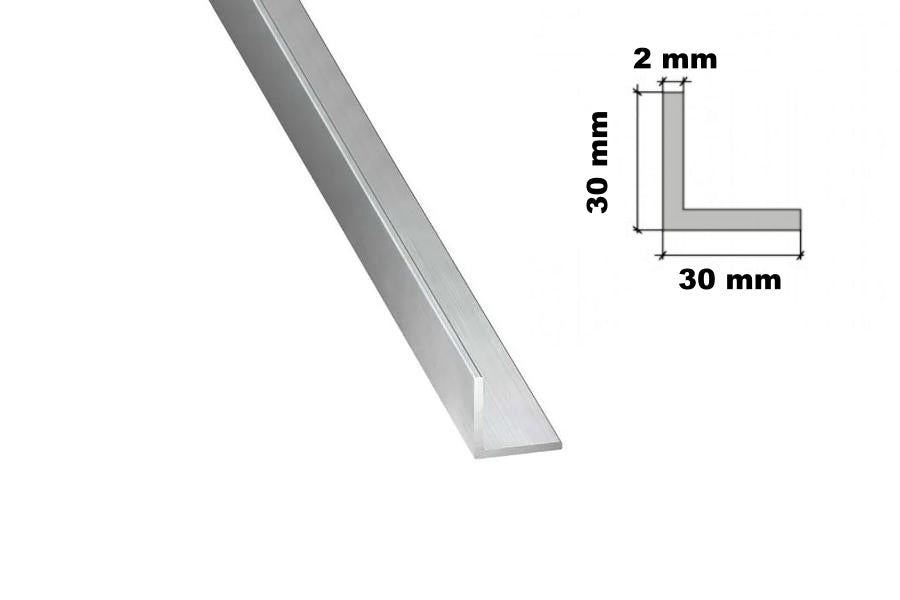 1  Metre / 39.37 Inch Lengh - Natural Aluminium Extruded  Angle Corner