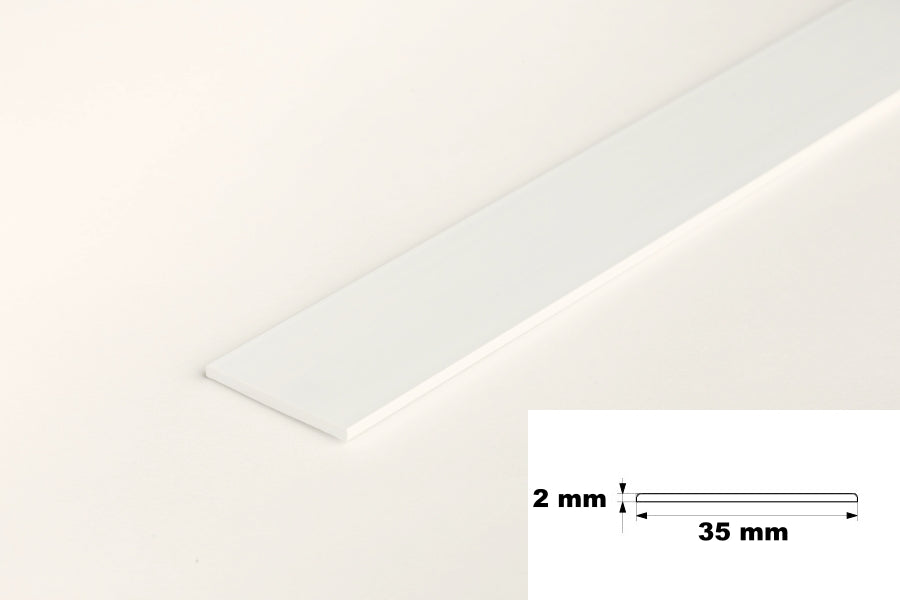 White PVC Flat Architrave Trim – 6m Strip Various Widths