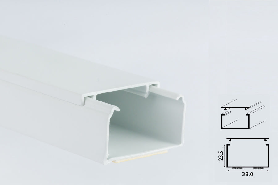 1m & 2.44m Length – Self-Adhesive White PVC Cable Trunking Mini Wire Conduit Plastic Cover