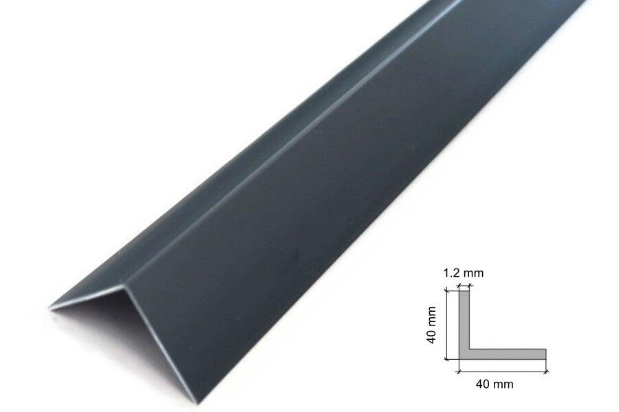 Anthracite PVC Edge Trim – Plastic Corner Angle 90°- 40x40