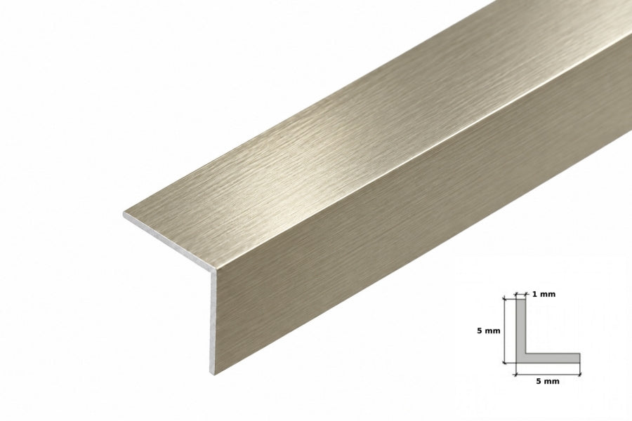 grey aluminium angle trim 5x5 mm brushed metallic grey
