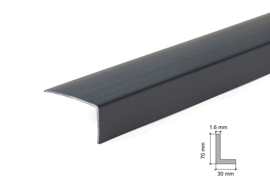 Anthracite PVC Corner Angle Trim Unequal 70x30