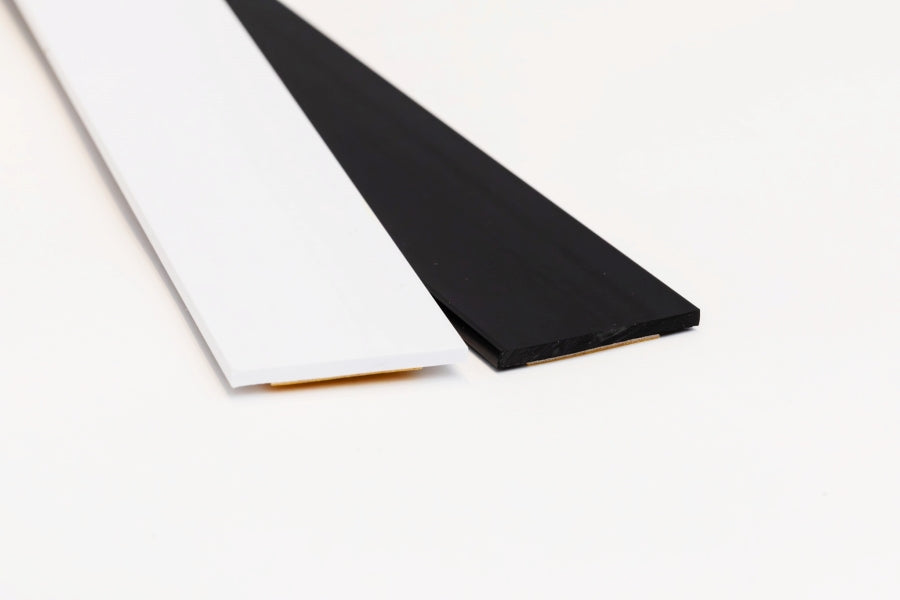 Peel backing film from self adhesive trim
