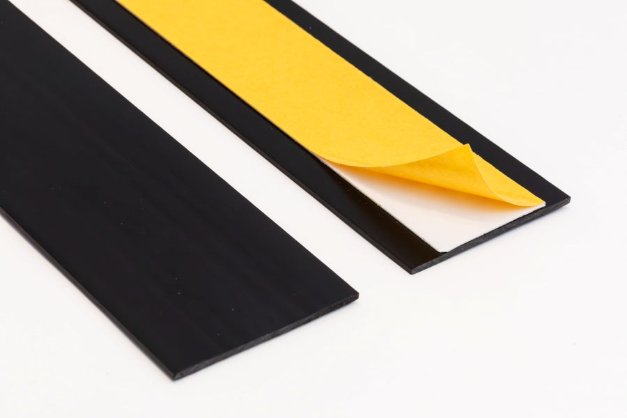 Black PVC flat strip trim straight profile view