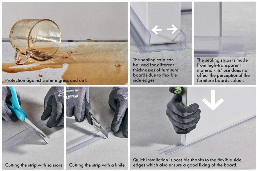 white plinth sealing strip for kitchen cabinets
