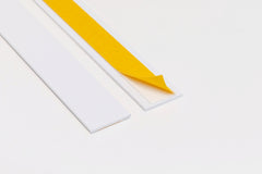 White PVC flat strip trim straight profile view
