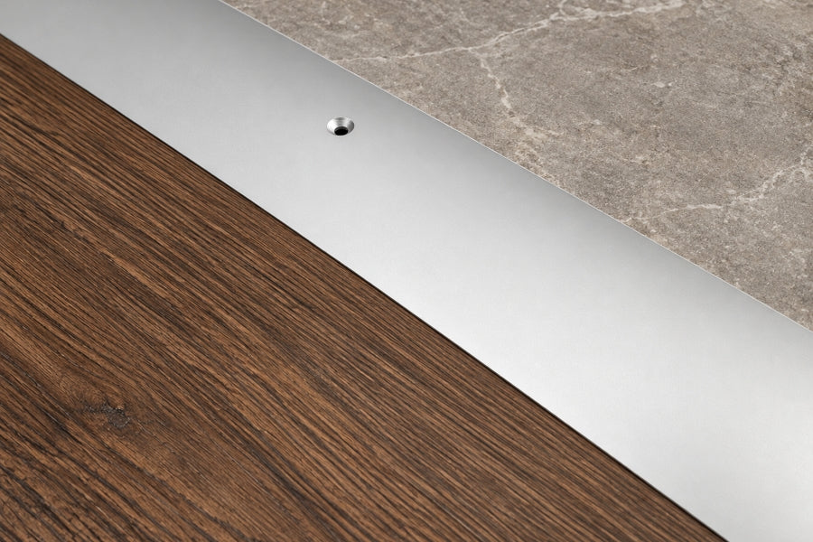 70mm anodised aluminium door threshold strip in silver, screw-fix bar for doorways