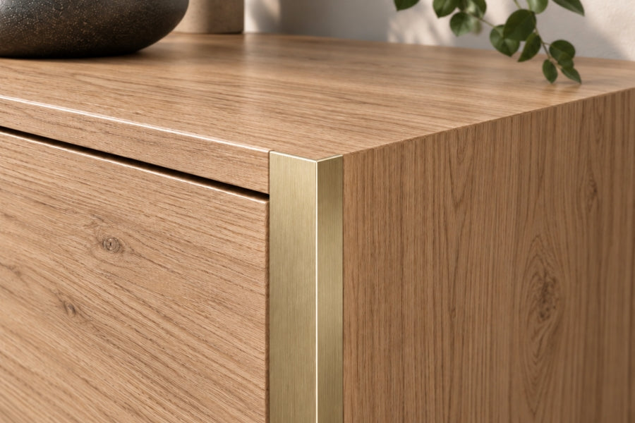 brushed gold aluminium angle trim 20x20 mm satin finish