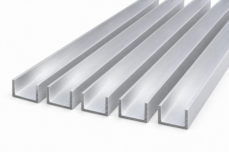 aluminium u channel trim on acrylic sheet edge