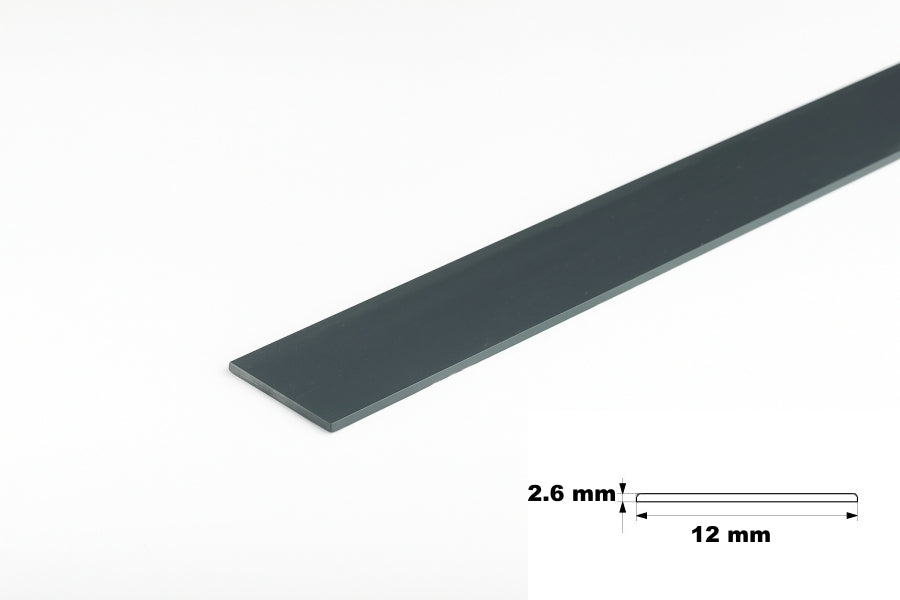 PVC plastic flat bar anthracite  12x3