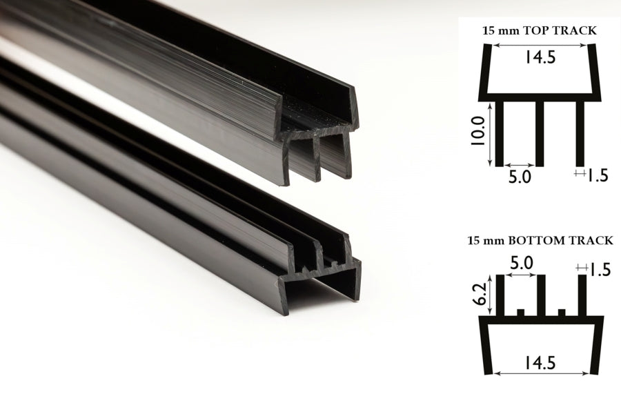 black clip-on double track for 4mm glass doors