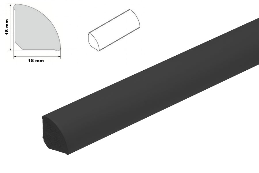 uPVC 18mm quadrant trim - black