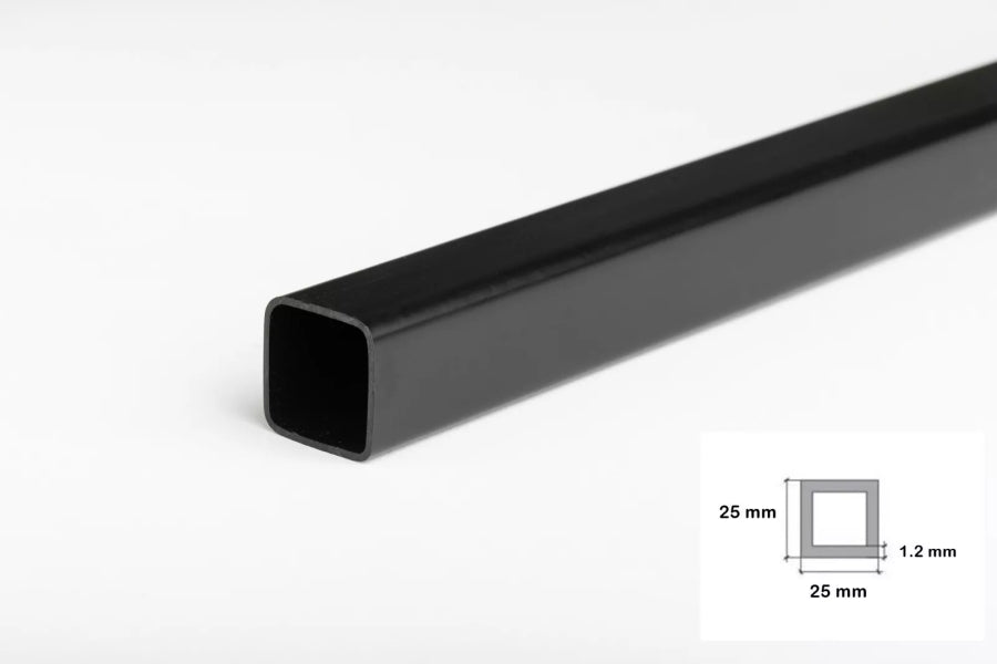 Plastic box section square tube – black 25x25mm 