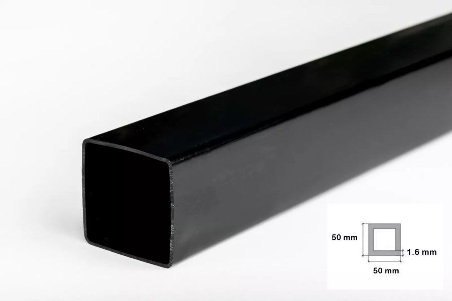 Plastic box section square tube – black 50x50mm