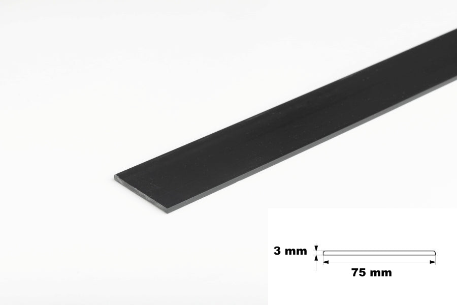 PVC plastic flat bar black 75x3
