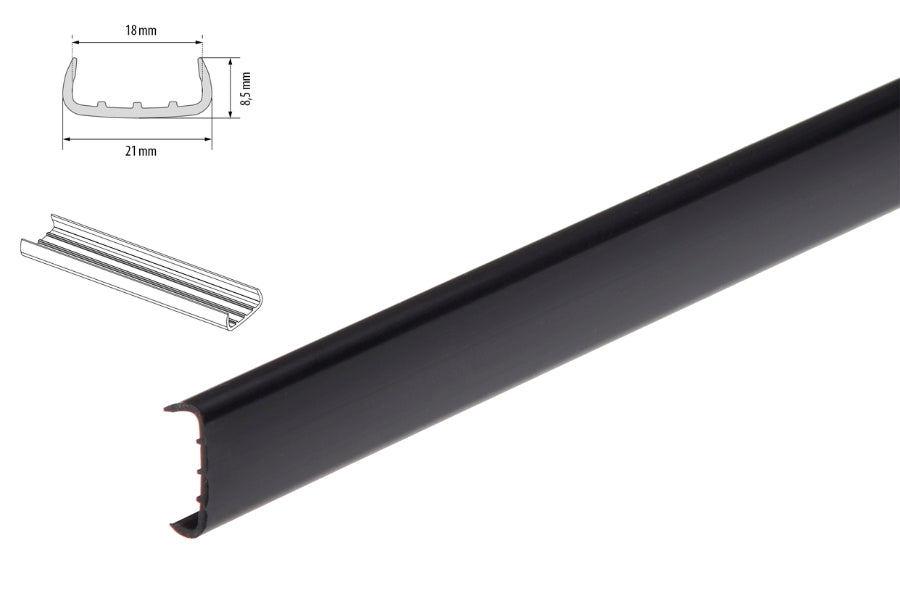 U trim edging strip PVC melamine furniture – black 1m & 2.5m

