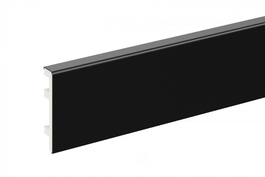 Adhesive fitting PVC skirting board rear view