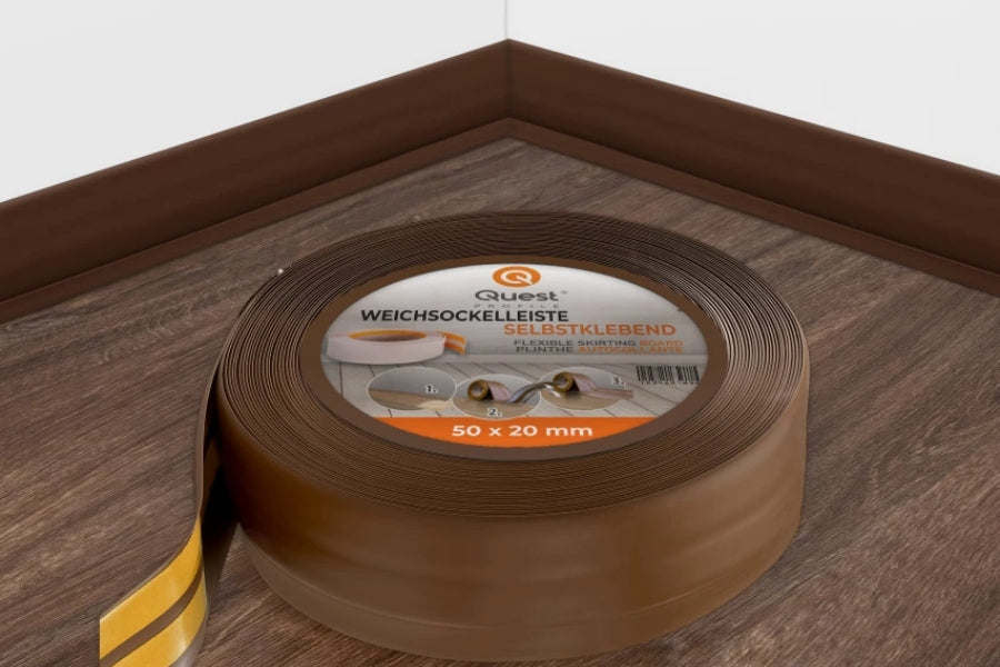 soft PVC skirting strip with adhesive backing 50x25 mm