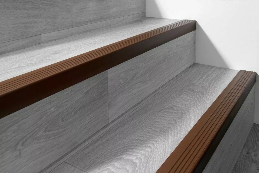 grooved bullnose PVC stair trim 50×42 mm