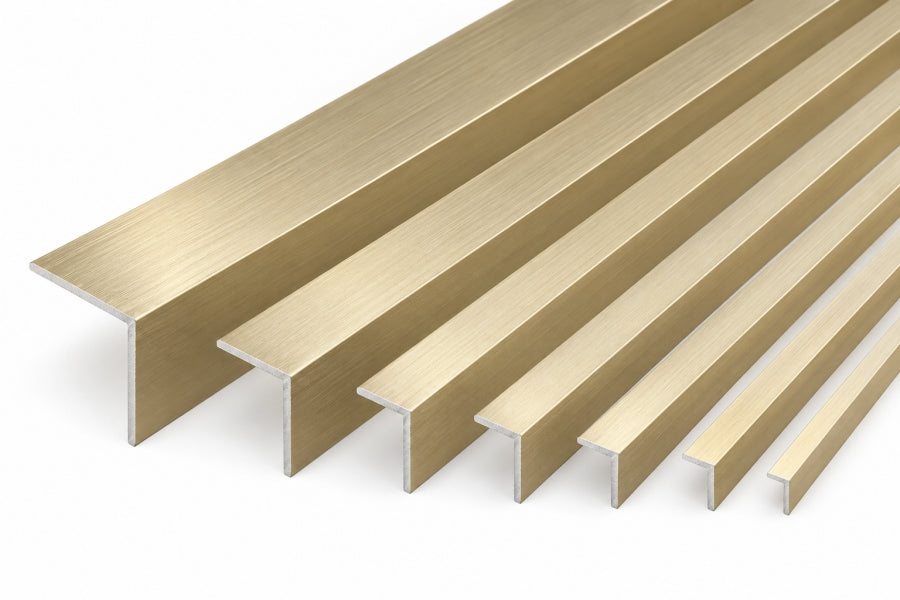 brushed gold aluminium angle trim 20x10 mm unequal corner trim