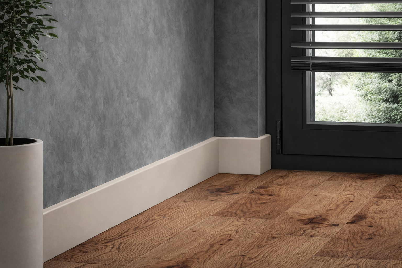 UV resistant PVC skirting board interior installation